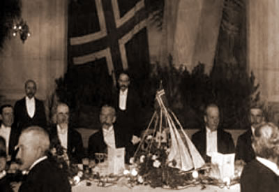 Christophersen, Amundsen y Nilsen en una cena de honor en Buenos Aires, junio 1912