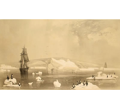 Descubrimiento de la tierra de Adelia, 19 de enero de 1840. Atlas pintoresco, placa 168