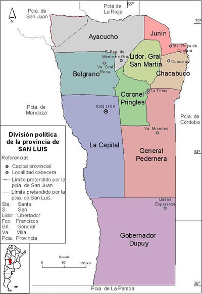 departamentos de la provincia de San Luis