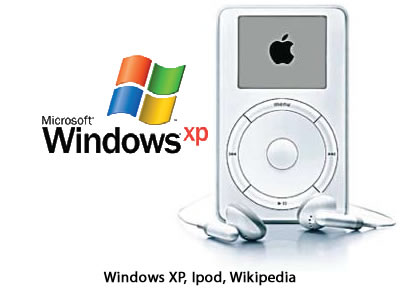 Aparecen Windows XP, Ipod, Wikipedia