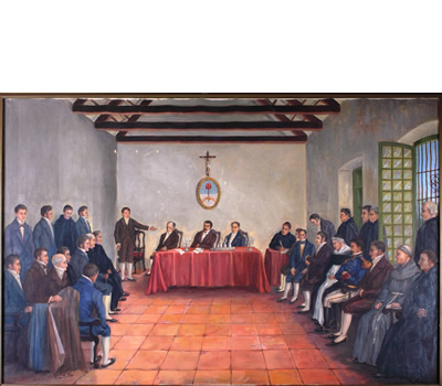 Cuadro de Belgrano en la sesión secreta del Congreso de Tucumán