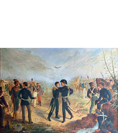 Encuentro de San Martín y Belgrano en la Posta de Yatasto (1814) óleo de 1875 Augusto Ballerini (1857-1897)