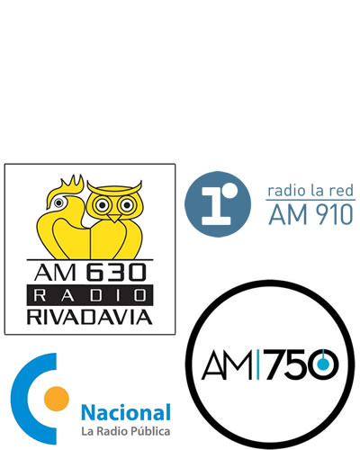 Logos de algunas radios que hay en el país , Radio Nacional es la radio del gobierno.