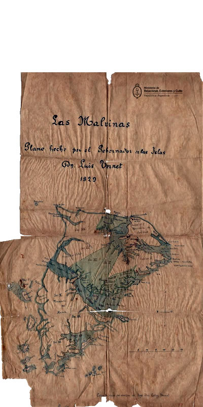 Otro mapa de la isla Soledad hecho por Vernet