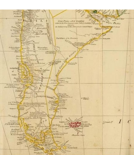 Mapa de América del Sur britanico de 1794