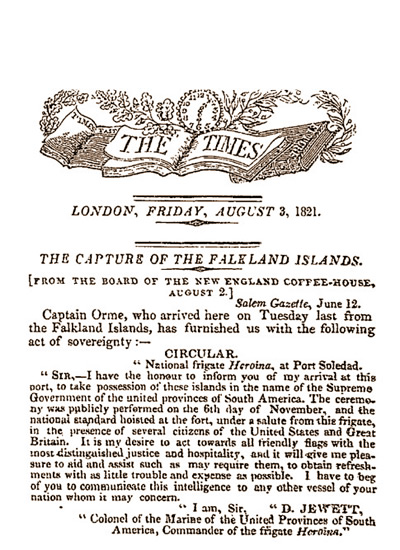 La toma de posesión argentina de 1820 se conoció en el Reino Unido a través de los informes del célebre explorador británico James Weddell