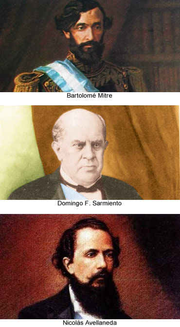 Presidencias históricas -  Bartolomé Mitre -  Domingo Faustino Sarmiento -  Nicolás Avellaneda