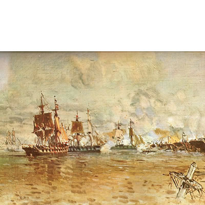 La armada anglo-francesa fuerza su paso a través de la Vuelta de Obligado