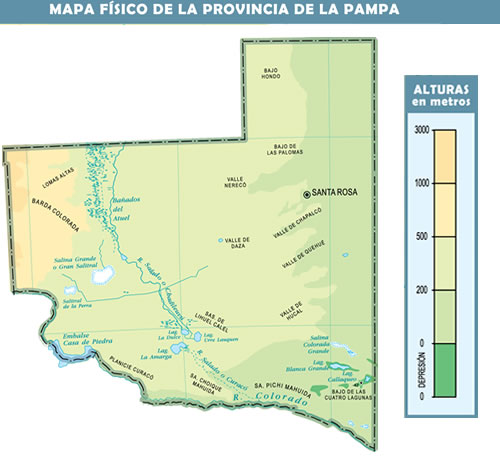 Mapa del relieve de La Pampa