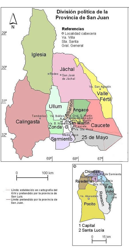 división política de la provincia de San Juan