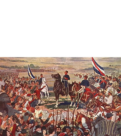 Encuentro entre Artigas y Rondeau durante la batalla de Cepeda