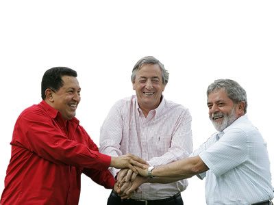 Union de Hugo Chávez, Néstor Kirchner y Lula da Silva